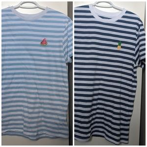 Two tshirts embroidered striped